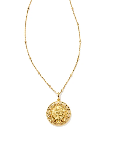 Om 18k Gold Vermeil Pendant Necklace in White Sapphire