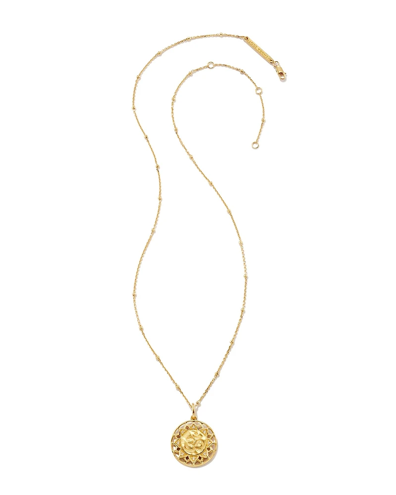 Om 18k Gold Vermeil Pendant Necklace in White Sapphire