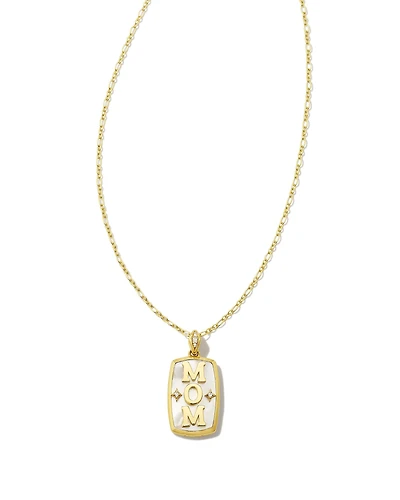Mom 18k Gold Vermeil Stone Tag Necklace in Ivory Mother-of-Pearl