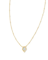 Framed Gold Tess Satellite Short Pendant Necklace in Luster Light Blue Lab Grown Opal
