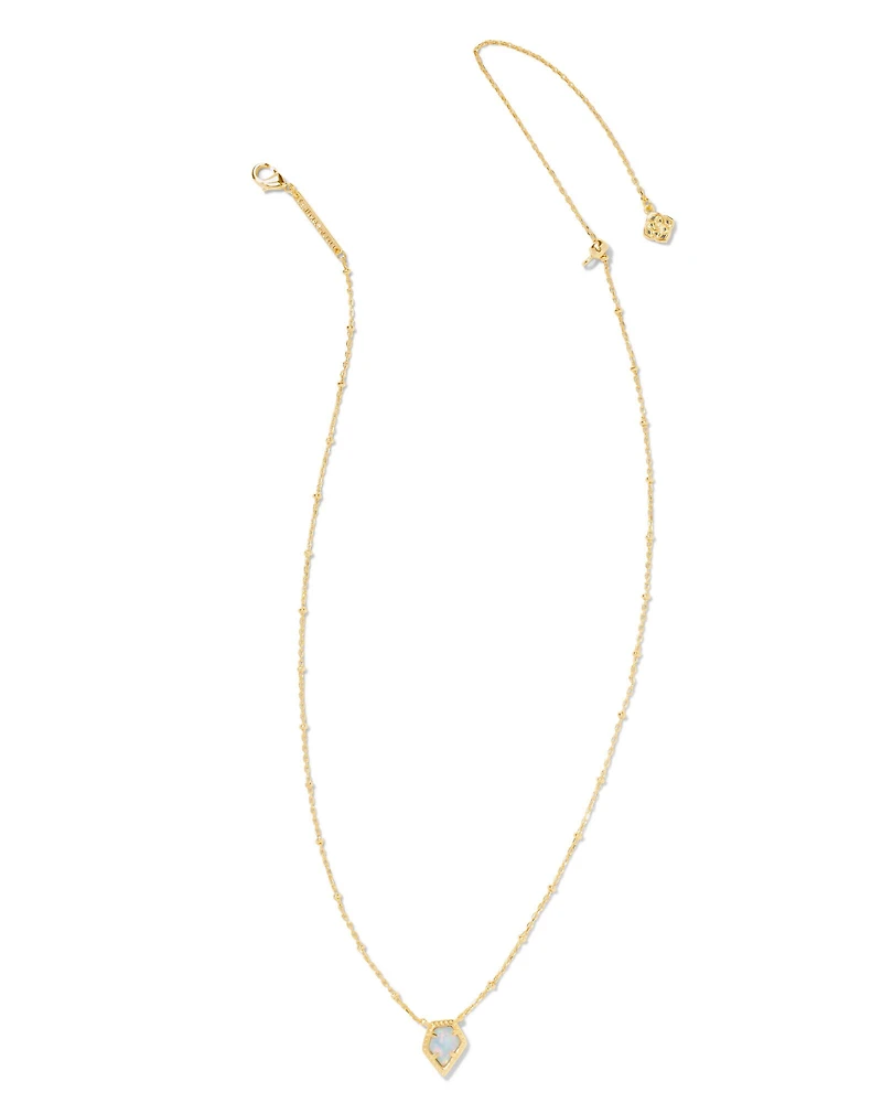 Framed Gold Tess Satellite Short Pendant Necklace in Luster Light Blue Lab Grown Opal