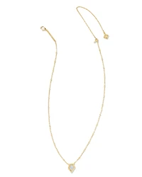 Framed Gold Tess Satellite Short Pendant Necklace in Luster Light Blue Lab Grown Opal