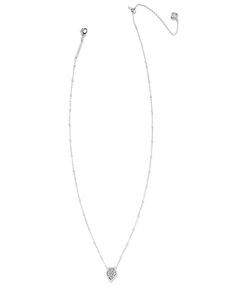 Framed Silver Tess Satellite Short Pendant Necklace in Platinum Drusy