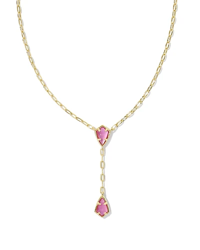 Camry Gold Y Necklace in Azalea Illusion