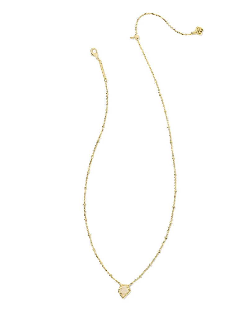 Framed Gold Tess Satellite Short Pendant Necklace in Iridescent Drusy