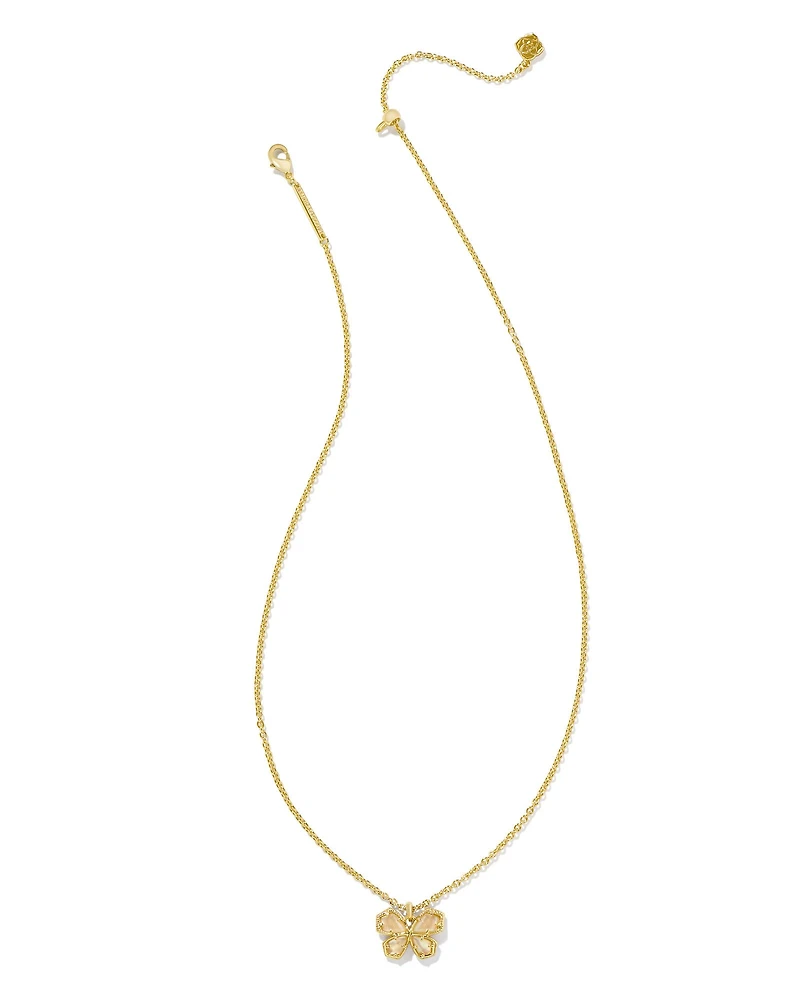 Mae Gold Butterfly Short Pendant Necklace in Golden Abalone