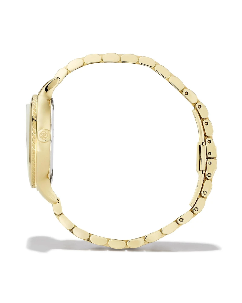Alex Gold Tone Stainless Steel 35mm Narrow Watch Ivory Mother-of-Pearl