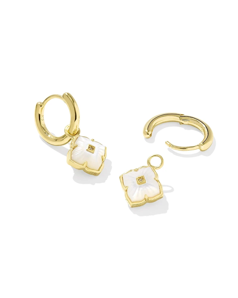 Dira 18k Gold Vermeil Carved Stone Huggie Earrings