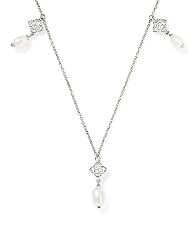 0.21 ct Lab Grown Diamond Dira 14k White Gold Pearl Strand Necklace