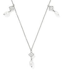 0.21 ct Lab Grown Diamond Dira 14k White Gold Pearl Strand Necklace