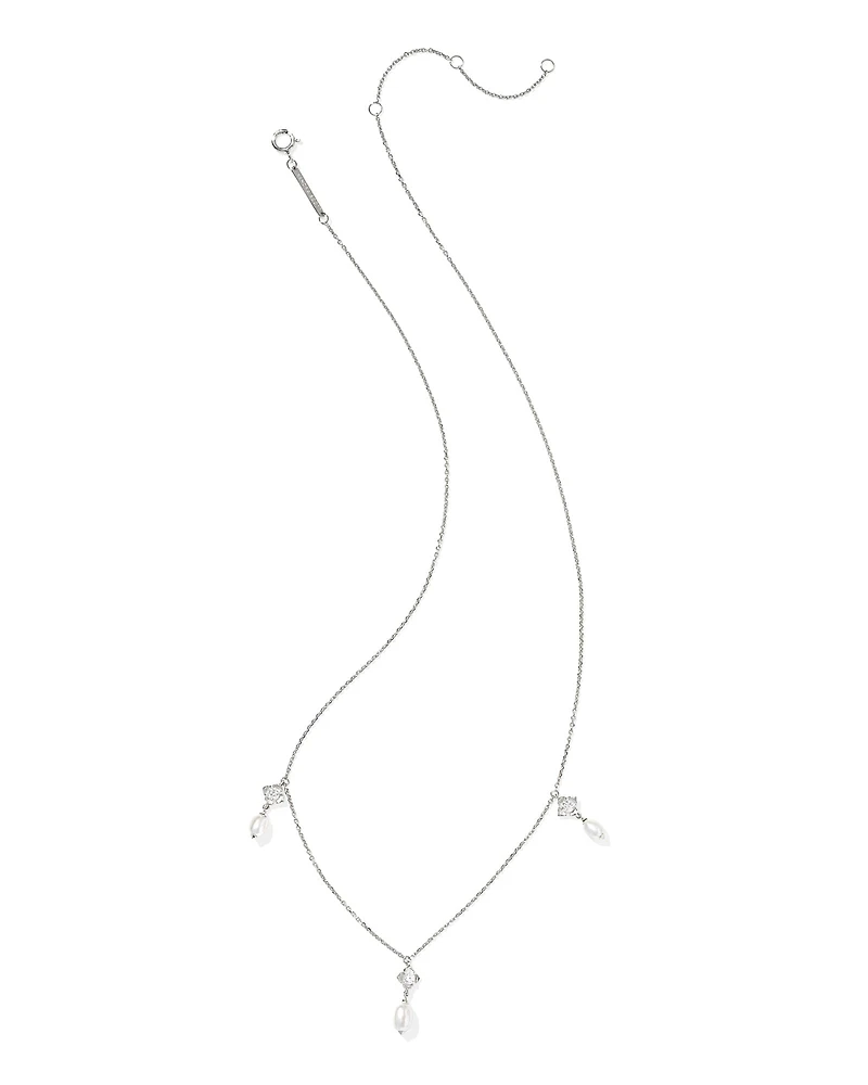 0.21 ct Lab Grown Diamond Dira 14k White Gold Pearl Strand Necklace