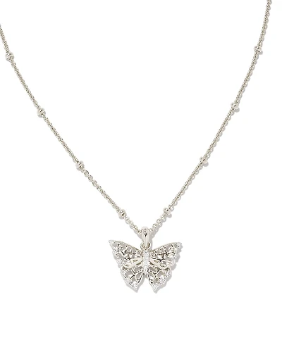 Delicate Butterfly 18k Gold Vermeil Pendant Necklace in White Sapphire