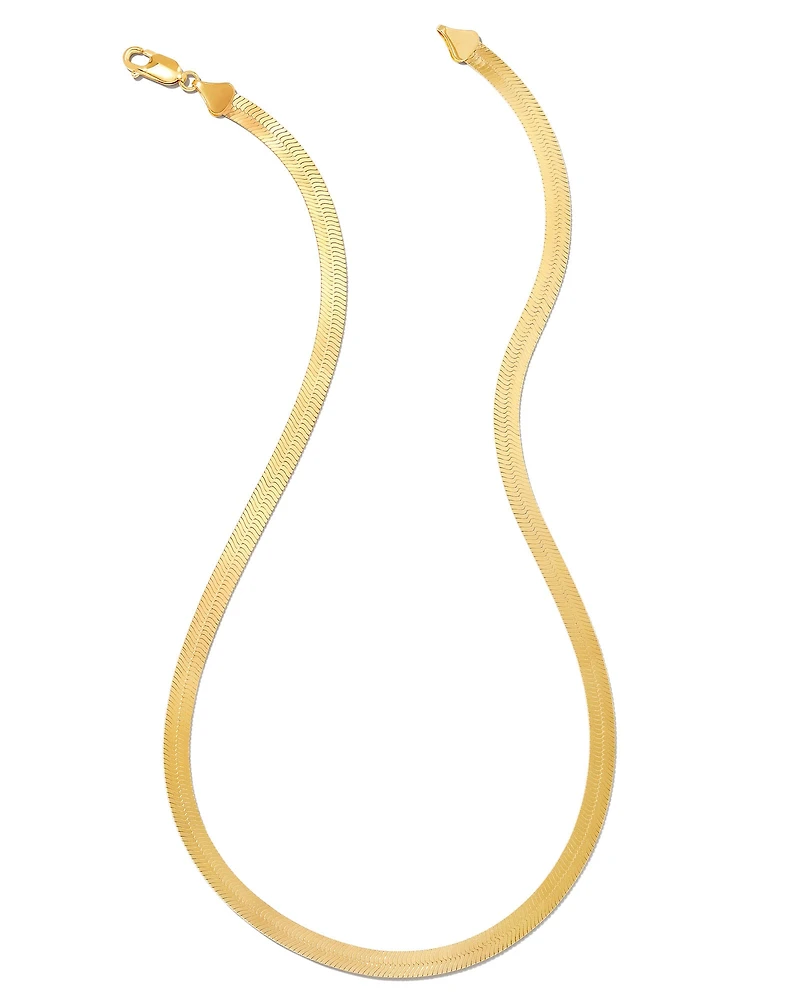 Wide Herringbone Chain Necklace in 18k Gold Vermeil
