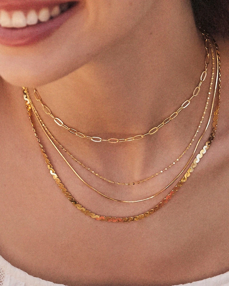 Beaded Satellite Chain Necklace 18k Gold Vermeil