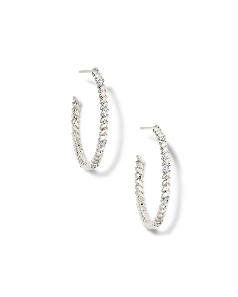 Tyler 14k Gold Hoop Earrings in White Diamond