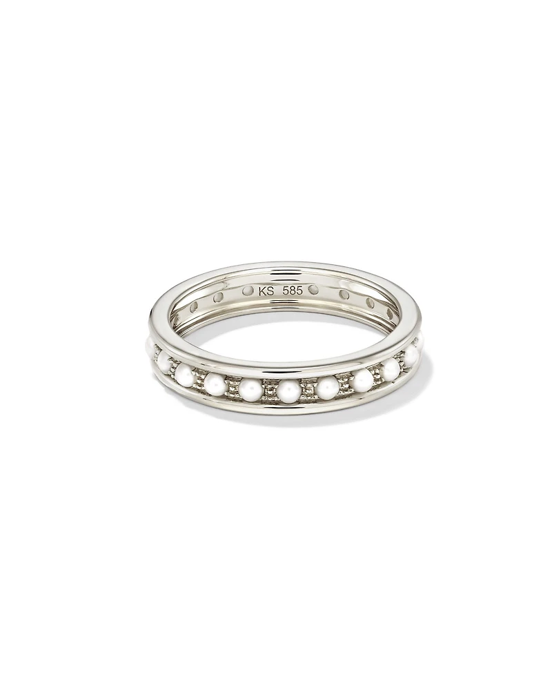 Drew 14k White Gold Band Ring Freshwater Cultured Pearl