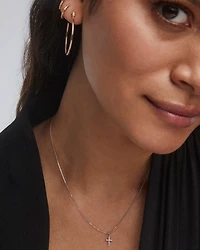 Cross 14k Yellow Gold Pendant Necklace White Diamonds