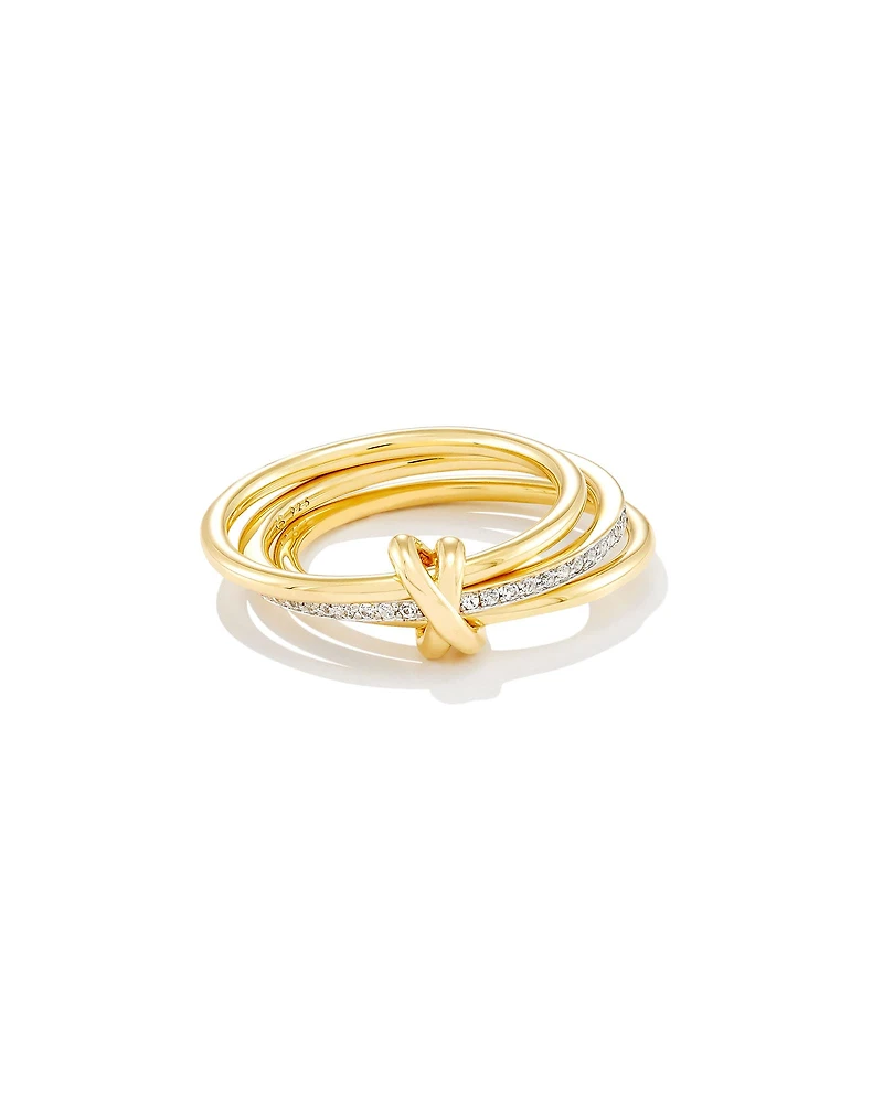 Tia 18k Gold Vermeil Band Ring White Sapphire
