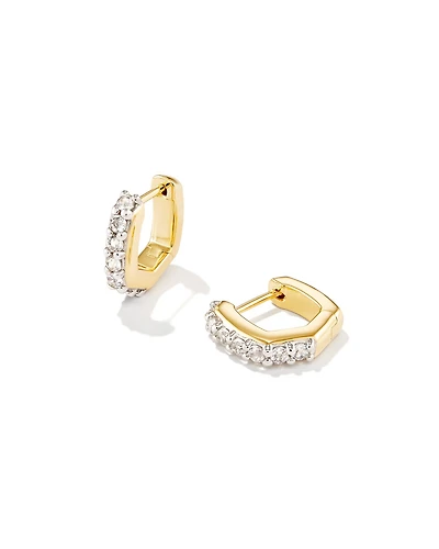 Davie 18k Gold Vermeil Huggie Earrings White Topaz
