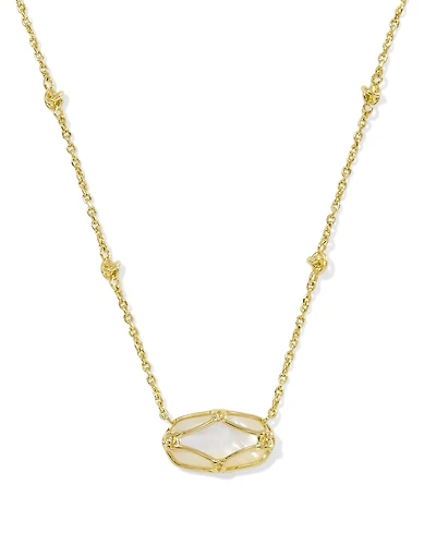 Elisa Lattice Frame Gold Short Pendant Necklace