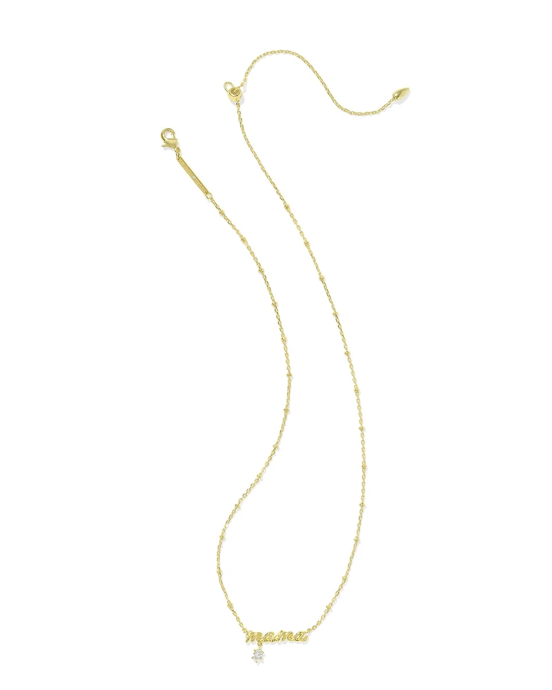 Mama Silver Crystal Short Pendant Necklace