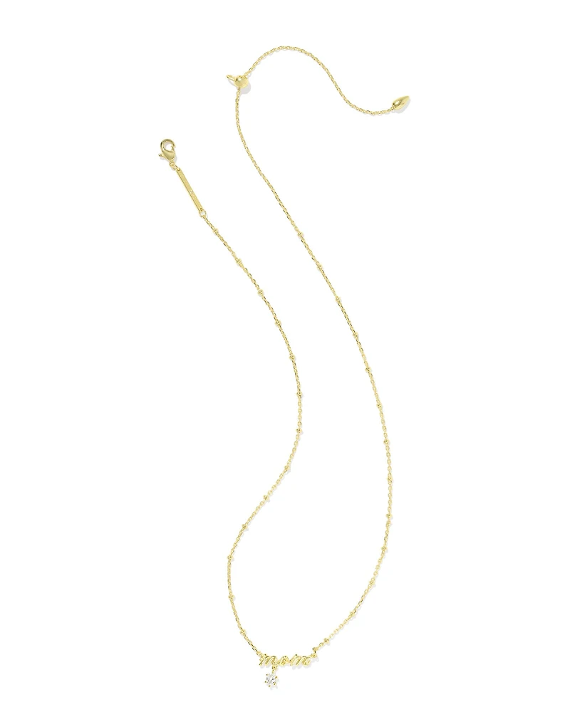 Mom Gold Crystal Short Pendant Necklace