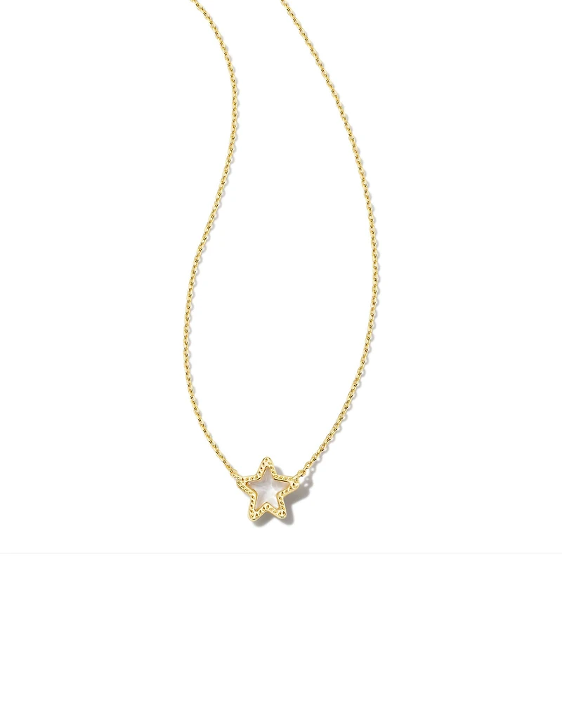 Jae Gold Star Small Short Pendant Necklace in Ivory Mother-of-Pearl