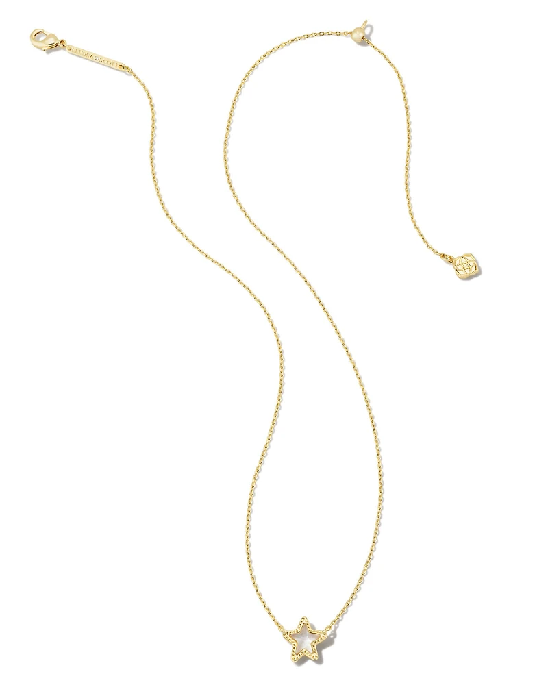 Jae Gold Star Small Short Pendant Necklace in Ivory Mother-of-Pearl