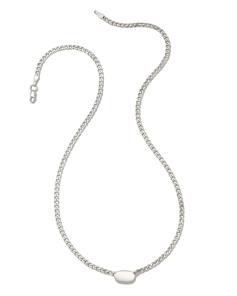 Fern Metal Curb Chain Necklace in Sterling Silver