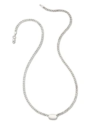 Fern Metal Curb Chain Necklace in Sterling Silver