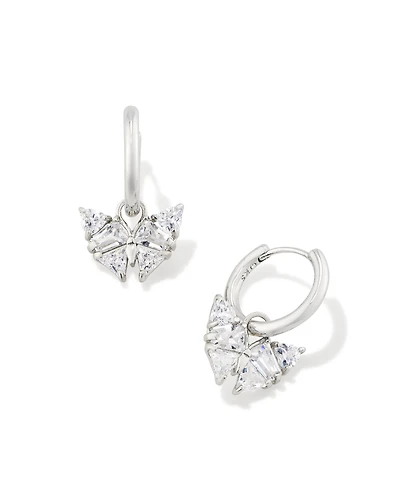 Blair Silver Butterly Huggie Earrings White CZ