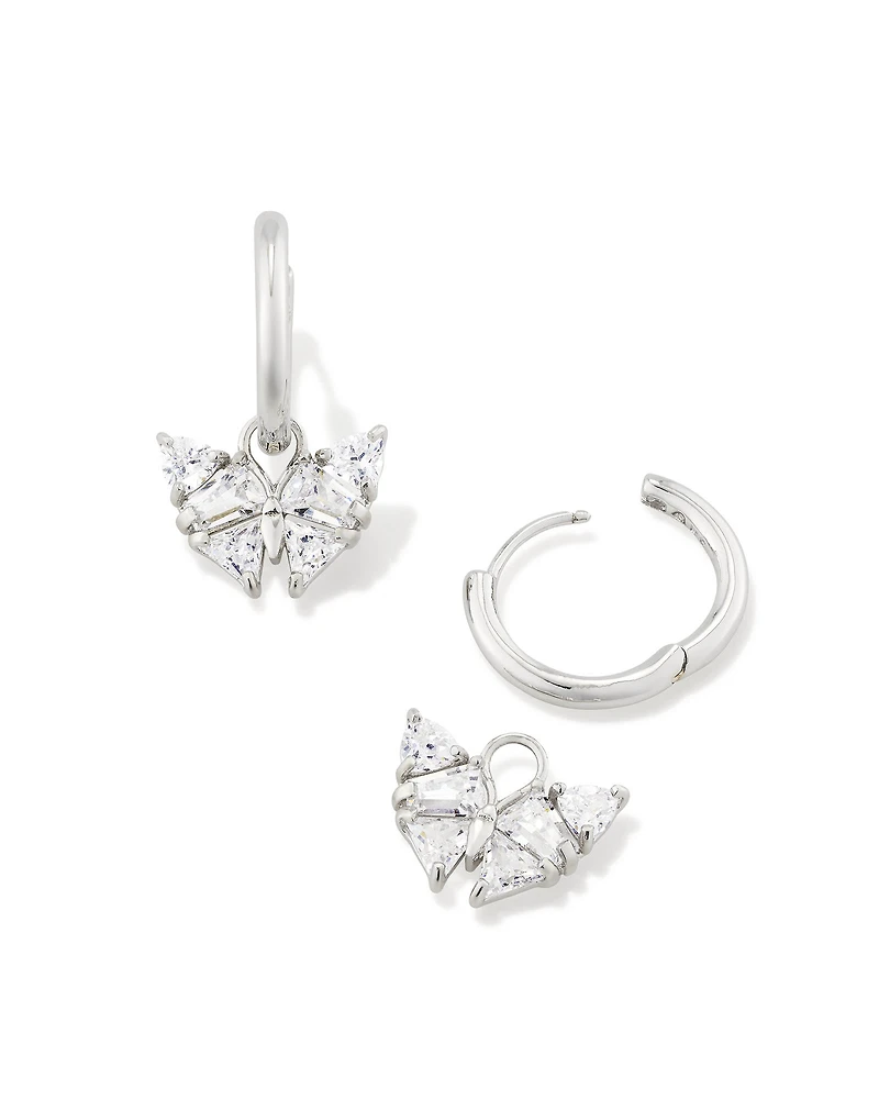 Blair Silver Butterly Huggie Earrings White CZ