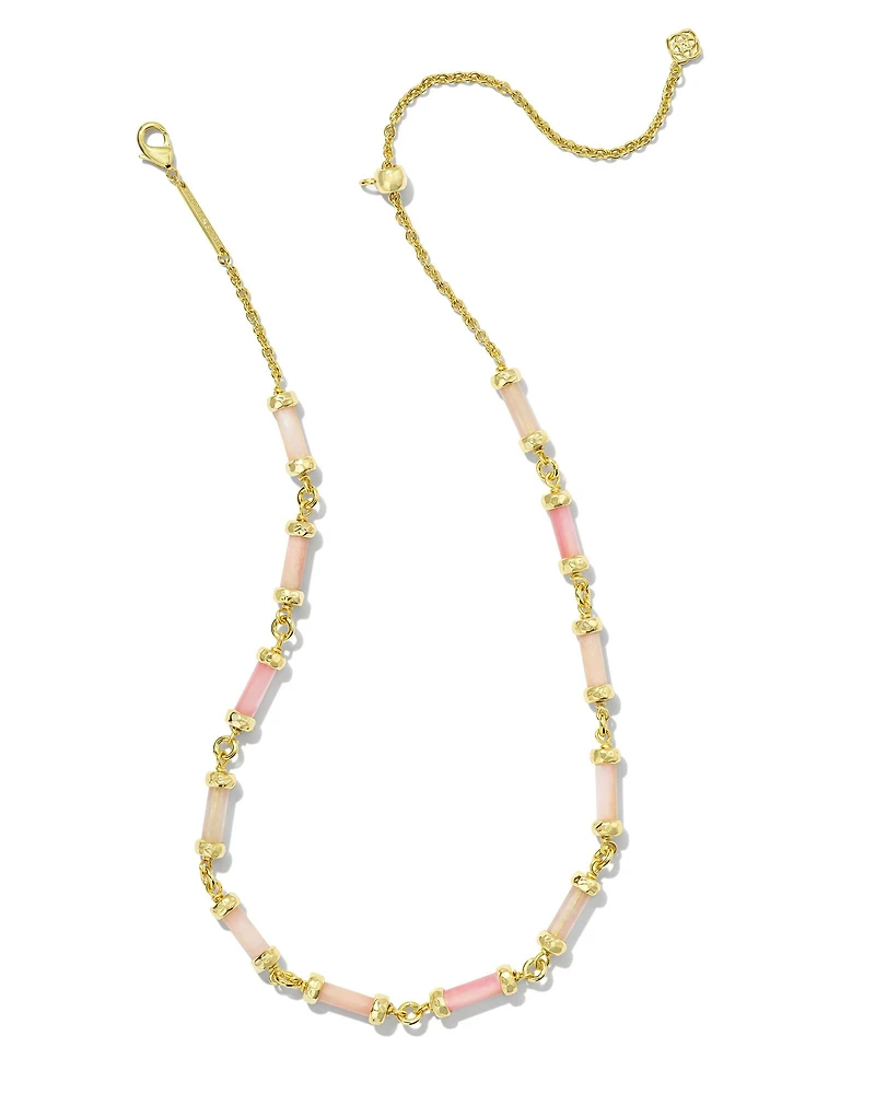 Gigi Gold Strand Necklace in Pink Mix