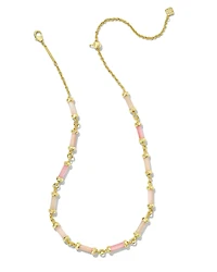 Gigi Gold Strand Necklace in Pink Mix