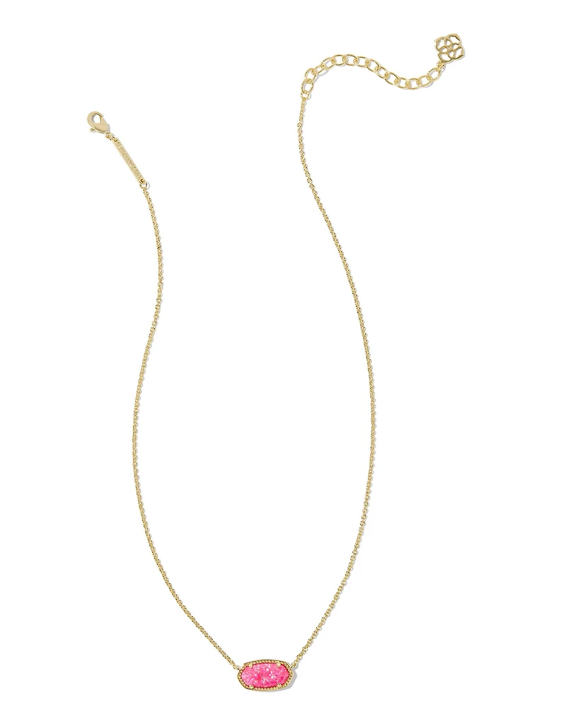 Elisa Gold Pendant Necklace in Bright Pink Lab Grown Opal
