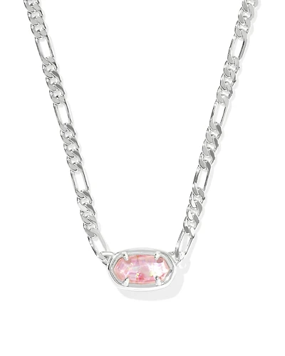 Elisa Silver Figaro Chain Short Pendant Necklace