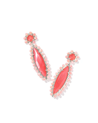 Genevieve Silver Beaded Statement Earrings