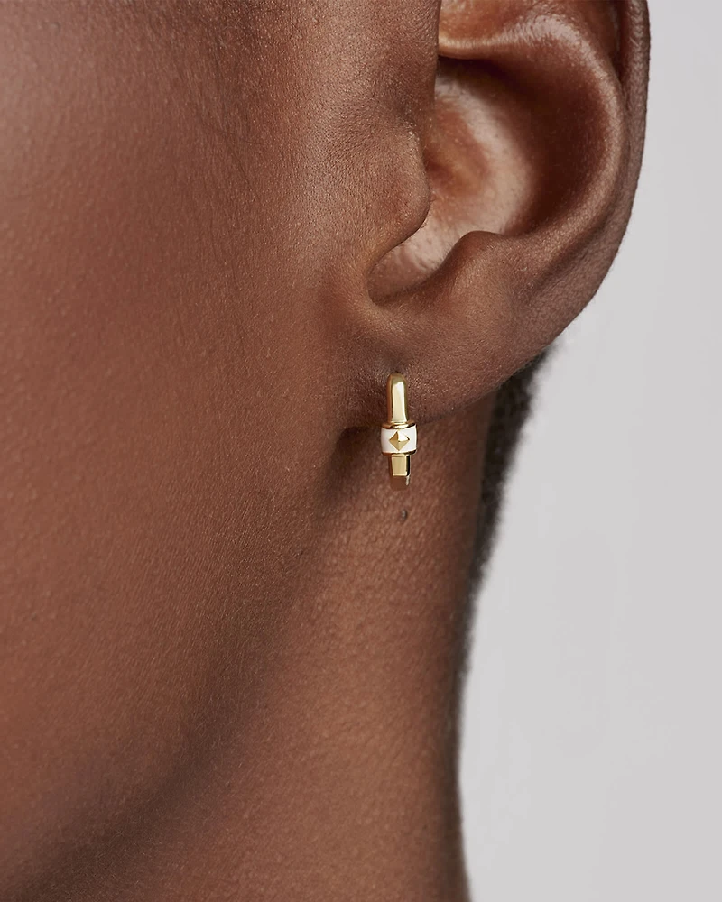 Davie 18k Gold Vermeil Enamel Huggie Earrings