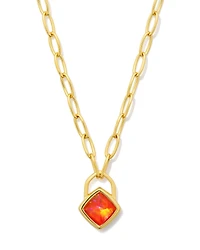 Greer 18k Gold Vermeil Paperclip Pendant Necklace Lab Grown Opal
