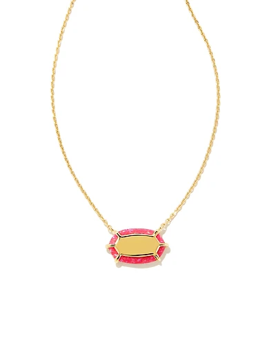 Framed Elisa Opal 18k Gold Vermeil Pendant Necklace in Bright Pink Kyocera Opal