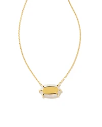Framed Elisa Opal 18k Gold Vermeil Pendant Necklace in White Kyocera Opal