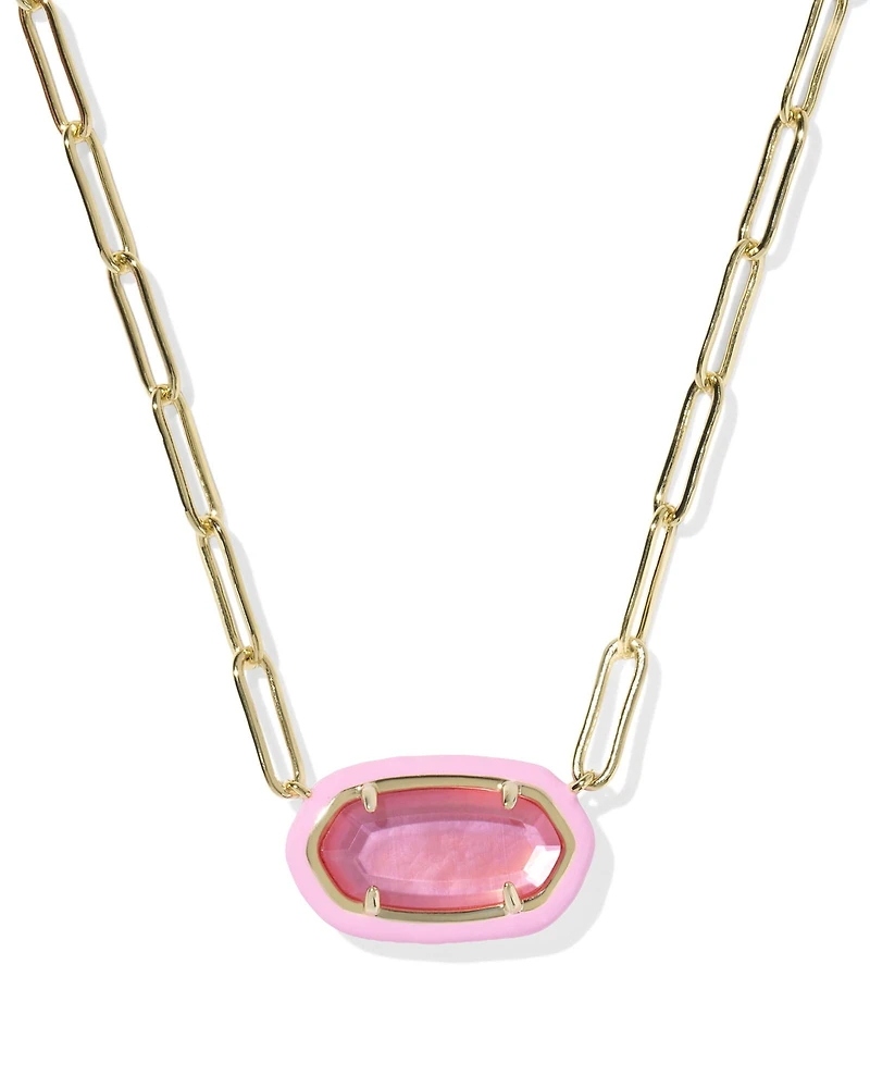 Elisa Enamel Frame Gold Paperclip Necklace
