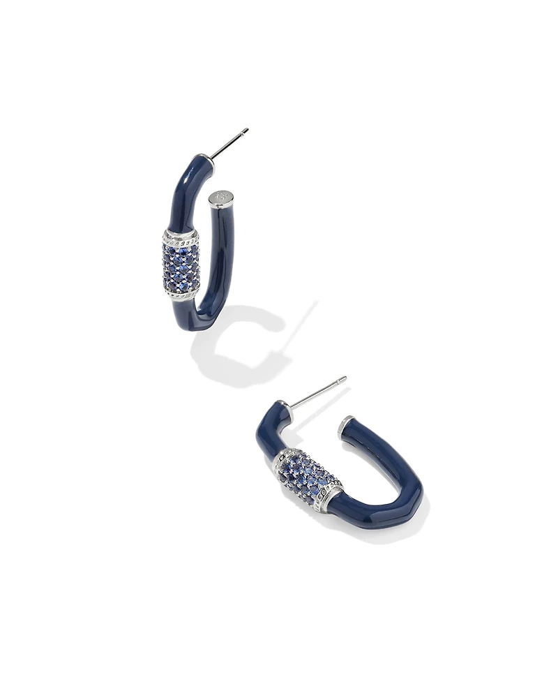 Emery Silver Enamel Hoop Earrings