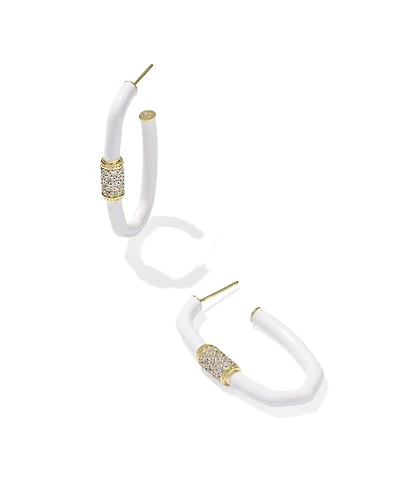 Emery Gold Large Enamel Hoop Earrings