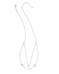 0.19 ct Star Cluster 14k White Gold Multi Strand Necklace in White Diamond