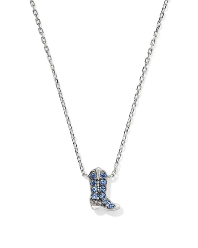 Tiny Cowboy Boot 14k White Gold Pendant Necklace