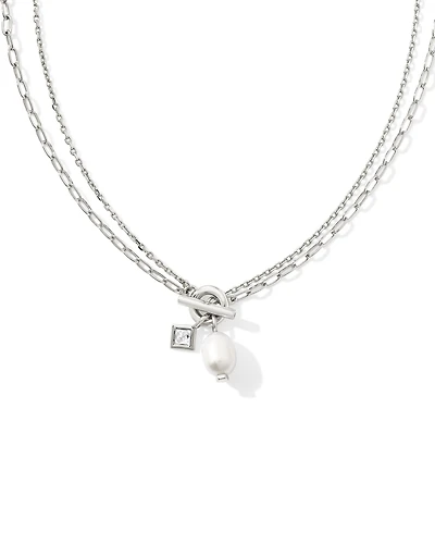 Eve Silver Chain Multi Strand Necklace in Freshwater Cultured Pearl