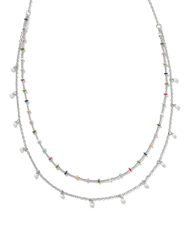 Eve Silver Multi Strand Necklace in Multi Mix