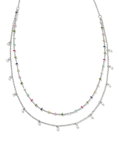 Eve Silver Multi Strand Necklace in Multi Mix