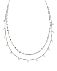 Eve Silver Multi Strand Necklace in Multi Mix